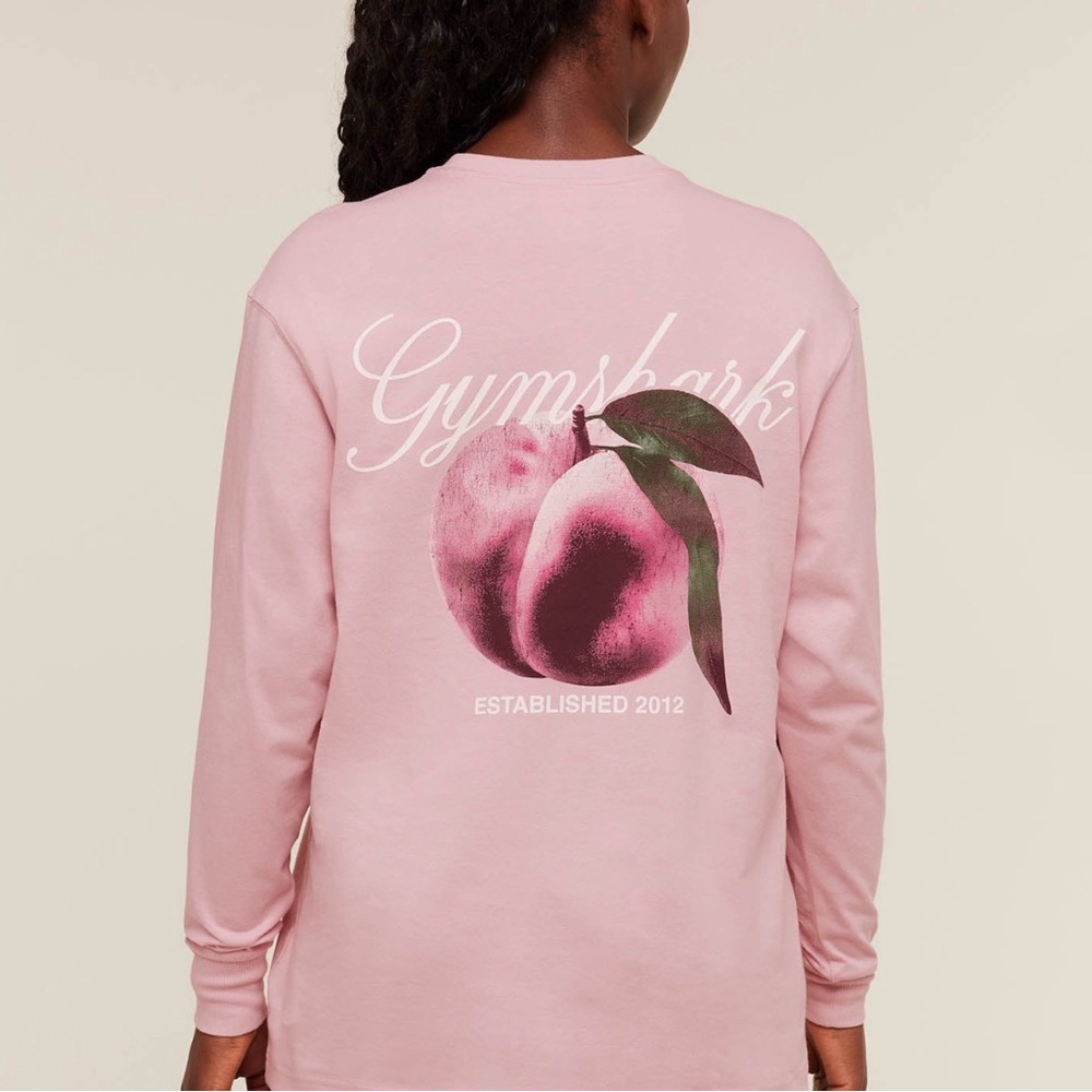 Gymshark Pink Peach Graphic Long Sleeve Shirt